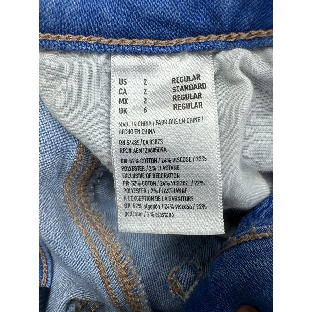 American Eagle Super Super Stretch Skinny Jeans Light Wash Distressed Blue Sz 2 - Picture 3 of 9
